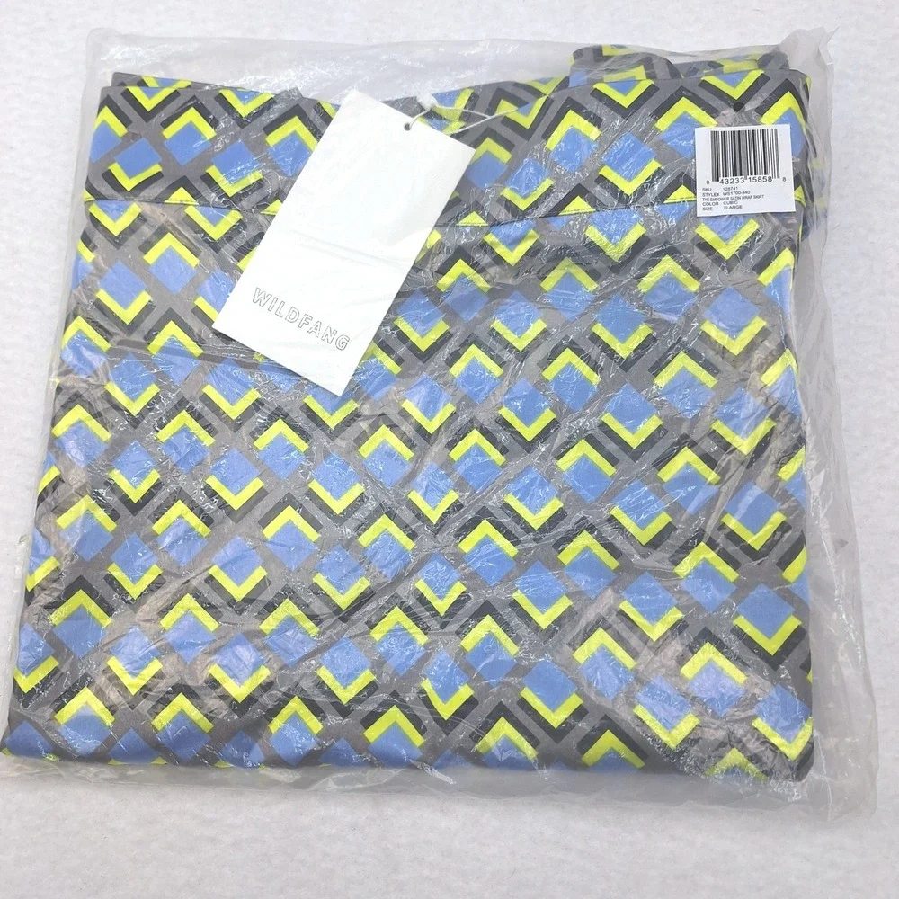 Wildfang‎ Empower Satin Wrap Skirt Womens XL Cubic Geometric Chevron Modern NWT